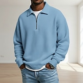 economico Polo classica da uomo-Per uomo Magliette Polo a Nido d'Ape Testurizzato Casuale All'aperto Con cerniera Zip a un quarto Manica Lunga Moda Moderno Tinta unica Testurizzato Lavorato a maglia Primavera &amp; Autunno Tutte le