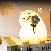 Недорогие Детские ночные огни-Мягкий силиконовый светильник-утка с цветком-уткой, зарядка через USB, ночник с таймером для спальни, изголовье кровати, атмосферный светильник, подставка для телефона, подарок на Рождество, Новый