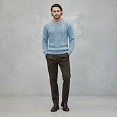 abordables suéter de los hombres-Suéter irlandés para hombre, suéter de punto, suéter de punto con cable acanalado, tops regulares, de punto, liso, cuello redondo, vintage, para mantener el calor, ropa de uso diario, ropa para salir, prendas de vestir, otoño e invierno