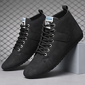 tanie Botki-stylowe, szare, męskie trampki za kostkę – miękkie, zamszowe buty ze skóry ekologicznej ze sznurowadłami, idealne na co dzień, do ulicznego stylu i codziennej wygody