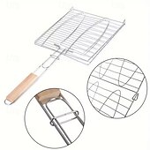 billiga Griller och matlagning utomhus-stor grillkorg i rostfritt stål - vikbar rostfri nätklämma tillagas jämnt av grönsaker, kött och skaldjur