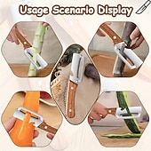 abordables electrodomésticos-Pelador de verduras multifuncional 3 en 1, 3 piezas, hoja de acero inoxidable con mango de madera, cortador de cocina profesional