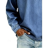 economico T-shirt in Cotone e Lino-Per uomo Camicia 100% cotone lavaggio acido Maglietta Manica Lunga Collo alla coreana Autunno &amp; Inverno Primavera Autunno Semplice Vintage Streetwear Casual Con zip Tinto in capo Sbiadito Casuale