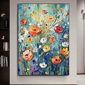 cheap Floral/Botanical Paintings-Mintura Hand Painted Abstract Flowers Oil Paintings on Canvas Modern Wall Art Picture For Home Decoration Ready To Hang With Stretched Frame