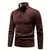 economico maglione pullover da uomo-Per uomo Felpa Maglioni con zip a un quarto Maglione a maglia Maglione lavorato a maglia A Coste Maglia Top Regolari Lavorato a maglia Pile Semplice Zip a un quarto Moda Streetwear Casuale