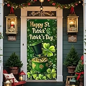 cheap Garage &amp; Door Banners-St. Patrick's Day Posters Door Cover Outdoor Banners Gold coin Green Hat Shamrock Cute 3D Party Dorm Teens Room College Dorm Guys Man Cave Frat Bedroom Shooting Backgrounds Home Decor