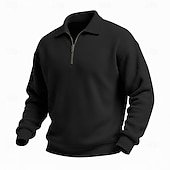 abordables Sweat-shirts basiques-Homme Sweat-shirt Sweat-shirt gaufré Sweat à capuche Sweat-shirt quart de fermeture éclair Rouge vin Col montant Uni Texturé Occasionnel Quotidien Sport &amp; Loisir Streetwear Frais Vêtements de sport