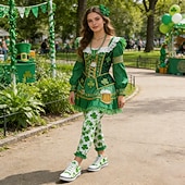 halpa Naisten kengät-naisten Pyhän Patrickin päivän lenkkarit apilanlehden kukkakuviolla – mukavat nauhalliset kangaskengät paraateihin, festivaaleille ja vapaa-aikaan