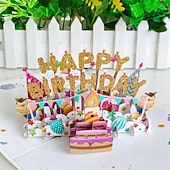 tanie Dekoracyjne światła-kartki urodzinowe fajerwerki wyskakujące ciasto dmuchane światło i muzyka kartka urodzinowa prezenty dla kobiet mężczyzn mamy dzieci