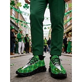  Baskets pour hommes pour la Saint-Patrick – motif trèfle vert et losanges amusant, légères, idéales pour les célébrations et les fêtes.