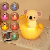 cheap Nursery Night Lights-7-Color Gradient Koala Soft Silicone Patting Light Usb Charging Nightlight Timer Christmas New Year Festival Birthday Gift Bedroom Atmosphere Light