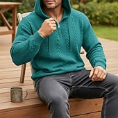 Χαμηλού Κόστους βασικά ανδρικά κουκούλα-Ανδρικά Ζακάρ Φούτερ πουλόβερ με κουκούλα και πουλόβερ Κουκούλα με φερμουάρ Quarter Σομόν Μαύρο Λευκό Πράσινο Ανοικτό Κρασί Με Κουκούλα Σκέτο Κουμπώσου Με Υφή Causal Καθημερινά Αθλήματα &amp; Ύπαιθρος