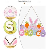 رخيصةأون عيد الفصح-عبوتان من زينة عيد الفصح، حروف خشبية مزخرفة، زينة أرنب عيد الفصح المعلقة لتزيين المنزل في موسم الأعياد، زينة جدارية أو بابية ربيعية، إكسسوارات احتفالية