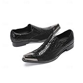 cheap Premium Leather Loafers-Men's Black Crocodile Print Leather Loafers, Premium Quality with Gold Toe Cap, Perfect for Formal Wear