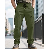 economico Pantaloni cargo-Per uomo Pantaloni Cargo Pantaloni Coulisse Elastico in vita Multi-tasche Tinta unica Antivento Comodità Quotidiano All'aperto Ferie Streetwear Elegante Nero Verde militare
