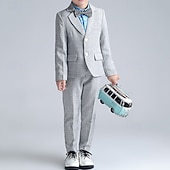 abordables Costumes et Tenues de Porteur d'Anneau-Costume quatre pièces pour garçon d'honneur, avec blazer. &amp; pantalon  &amp;chemises &amp;Costume garçon avec cravate, tenue formelle, décontractée, pour les fêtes en extérieur, mode, basique, à carreaux,