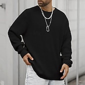 abordables Men's Pullover Sweater-Men's Sweater Pullover Sweater Jumper Ribbed Knit Regular Tops Knitted Slim Fit Plain Crew Neck Knitwear Contemporary Casual Daily Wear Clothing Apparel All Seasons Black White M L XL