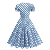 お買い得  ドレス-1950年代風 レトリ／ヴィンテージ ロカビリー 正午 スイングドレス フレアワンピース 半袖 水玉 フィット＆フレア 仮装 女性用 カーニバル バレンタイン・デー カジュアル 同窓会 レトロテーマパーティー 成人 ドレス 春夏