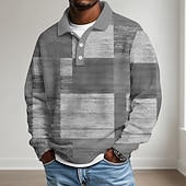 ieftine Polo geometric pentru bărbați-Bărbați Bloc Culoare Tricouri polo Waffle Texturat Manșon Lung Tricouri de polo Rever Casual Școală Îmbrăcăminte Atletică Purtare Zilnică Imprimare 3D Toamna iarna Albastru piscină Portocaliu Trifoi