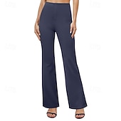 preiswerte Anzughosen für Damen-Damen Weite Hosenbeine Chinos Urlaub Streetwear Lässig Volle Länge Mittlere Taillenlinie Einfach Elastischer Bund Bequem Dehnbar Täglich Outdoor Urlaub Dunkelbraun Dunkelgrau Aprikose Schwarz