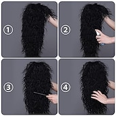voordelige Historische pruiken-Herenpruik uit de jaren 80, lange zwarte krullende mulletpruik, herenkostuum, heavy metal rocker voor verkleedfeestjes en cosplay.