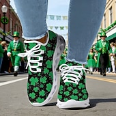 levne Dámská obuv-Dámské tenisky s motivem zeleného jetele ke Dni svatého Patrika – lehké prodyšné vycházkové boty s polstrovanou podrážkou, slavnostní sportovní styl na přehlídky, cestování, každodenní chůzi, cvičení a běžné nošení
