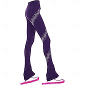 economico Pantaloni e Leggings da Pattinaggio Artistico-pantaloni da pattinaggio artistico da donna e da ragazza, pantaloni da pattinaggio sul ghiaccio, neri, elastici, abbigliamento da pattinaggio per gare di allenamento, termici, caldi, con