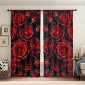 billiga Genomskinliga gardiner-Alla hjärtans dag-gardin i tunt tyg för fönster, röd med dekorativ bolldesign, eleganta mjuka fönstergardiner, romantisk heminredning för sovrum och vardagsrum