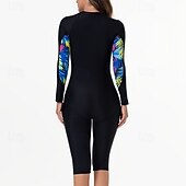  Жен. Рашгард Купальный костюм Один Пис Пэчворк тропический Застегнуться УФ-защита Эластичность Длинный рукав Купальники Серфинг Дайвинг Для погружения с трубкой Весна