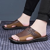 お買い得  メンズ・スリッパ＆フィットフロップ-メンズブラウンアウトドアサンダル - 快適で耐久性があり、調節可能なストラップ付き。ハイキング、トレッキング、カジュアルなアウトドアウェアに最適です。