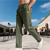 preiswerte Freizeithosen-Herren Hose Freizeithose Baggy-Hosen Kordelzug Tasche Elastischer Bund Einfach Komfort Weich Lässig Täglich Outdoor Urlaub Mode Schwarz Armeegrün
