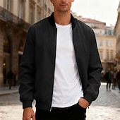 economico Giubbotti Casual-Per uomo Giacca Leggera Giubbotto bomber Giacca Casual Casuale Quotidiano Leggero Tasca Primavera Autunno Semplice Streetwear Elegante Colletto Mao Regolare Blu Nero Giallo Rosso Blu marino Giacca