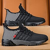 abordables Baskets Décontractées-Chaussures de course noires en mesh pour hommes – baskets athlétiques légères avec tige respirante, idéales pour la course, la salle de sport et les activités sportives.