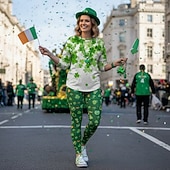 halpa Naisten kengät-naisten Pyhän Patrickin päivän lenkkarit apilanlehden kukkakuviolla – mukavat nauhalliset kangaskengät paraateihin, festivaaleille ja vapaa-aikaan