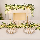 cheap Battery &amp; USB Indoor Lights-Eucalyptus leaves, olive leaves, simulated leaves, rattan strips, light string, 1.8M-96Leds, AAA waterproof timed battery box, holiday wedding party, indoor and outdoor atmosphere decoration props