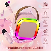 cheap Speakers-Wireless Microphone and Speaker Set Includes A Dynamic Microphone USB-charging Karaoke Machine Portable Handheld Karaoke System Great Valentine's Day Gift for Lover