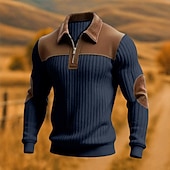 halpa Peruspuserot-Miesten College Pullover-huppari Quarter vetoketjullinen collegepaita Ribattu neulos Musta Armeijan vihreä Laivaston sininen Khaki Harmaa Pystykaulus Tavallinen Tilkkutäkki Textured Kausaliteetti