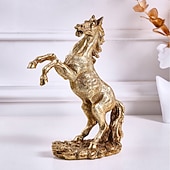 billige Statuer-gyllen hoppende hest i harpiks, håndmalt skrivebordspynt, hjemmedekorasjon av månenyttår, festdekorasjon, hestestatue som gave til festlig feiring