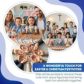  50/100 Stück kleine Jesusfiguren, Mini-Jesusfiguren, Ostergeschenk, winzige Statuen zum Befüllen von Ostereiern, religiöse Geschenke, Partys, Taufgeschenke, mehrfarbige Miniaturdekorationen, Versteckspielfiguren