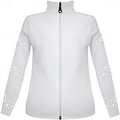 お買い得  フィギュアスケート用ジャケットとベスト-フィギュアスケート フリース ジャケット レディース ガールズ アイススケート ジャケット トップス ブラック ストレッチ トレーニング 競技 スケートウェア 保温 暖かい クリスタル/ラインストーン 長袖 アイススケート フィギュアスケート