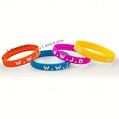 お買い得  贈り物-20個のWWJD「イエスならどうするだろう」ブレスレット - イエスのイメージとWWJDのイニシャルがインスピレーションと高揚感を与えるキリスト教の宗教的なシリコンリストバンド - 教会のグループ活動やパーティーのギフトに最適