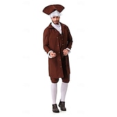  250. výročí USA Rokoko Barroco Úbory Dlouhé rukávy George Washington Koloniální Revoluční válka Maškarní kostým Pánské Karneval Den nezávislosti 4. července Dospělí Kabát Kalhoty Límeček