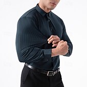 abordables camisas de hombre sin planchar-Hombre Camisa Camisa para Vestido Abotonar la camisa A Rayas Diario Negocio Bleu Ciel Negro Blanco Rojo Manga Larga Cuello Vuelto Todas las Temporadas Ropa Retazos