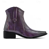 billiga Kostymstövlar-lila ankelboots för män – modern högglansdesign med bekväm klack, perfekt för vardagskläder, kvällsutflykter och moderiktiga evenemang