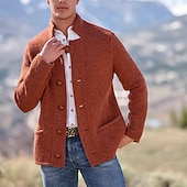 Χαμηλού Κόστους Καθημερινά μπουφάν-Ανδρικά Σακάκι Casual Jacket Καθημερινά ΕΞΩΤΕΡΙΚΟΥ ΧΩΡΟΥ Τσέπη Φθινόπωρο Φθινόπωρο &amp; Χειμώνας Σκέτο Κομψό στυλ street Στυλάτο Όρθιος Γιακάς Κανονικό Πορτοκαλί Πράσινο του τριφυλλιού Σκούρο μπλε