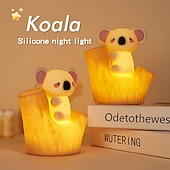 cheap Nursery Night Lights-7-Color Gradient Koala Soft Silicone Patting Light Usb Charging Nightlight Timer Christmas New Year Festival Birthday Gift Bedroom Atmosphere Light