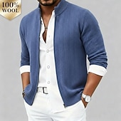 cheap Men's Wool Sweater-Men's Premium Pure Wool Cashmere Cardigan Sweater Classic Knit Zip Up Soft Warm Breathable