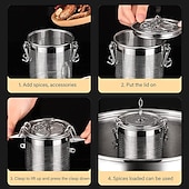 رخيصةأون أدوات وأجهزة المطبخ-مصفاة توابل من الفولاذ المقاوم للصدأ، فلتر توابل للطهي، تصميم شبكي، مصفاة كرة شاي، سلة فصل توابل الحساء مع خطاف سلسلة للمطعم المنزلي