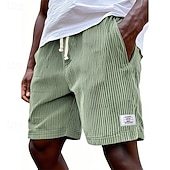 cheap Casual Shorts-Men's Shorts Casual Shorts Corduroy Shorts Pocket Elastic Waist Plain Breathable Knee Length Outdoor Vacation Daily Wear Vacation Fashion White Navy Blue Micro-elastic