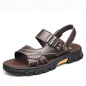 billiga Casual Sandals-Men's Brown  Velcro Sandals – Adjustable Strap Design with Comfortable Footbed, Ideal for Casual Wear, Beach Trips and Outdoor Activities